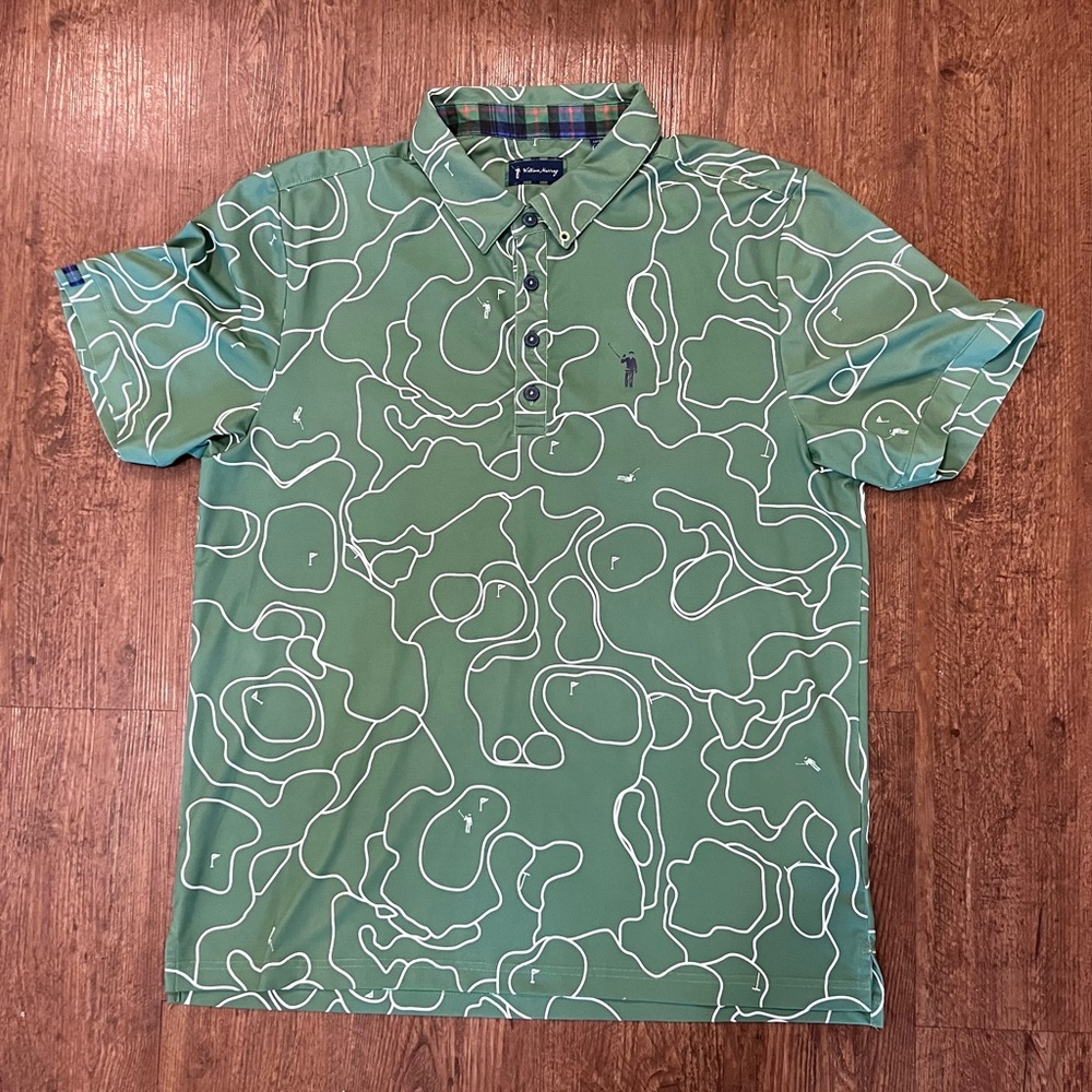 William Murray Golf Green Polo with White Contour Lines